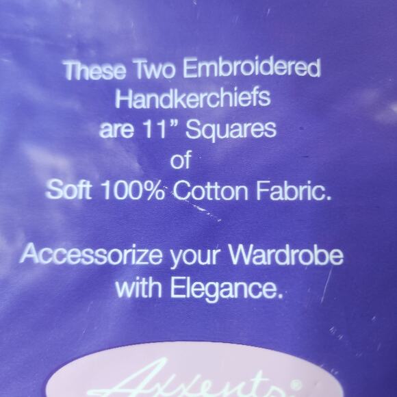 NWT Axxents Embroidered Floral Handkerchiefs Pk2 VTG Style Daisy Forget Me Nots - Picture 6 of 9